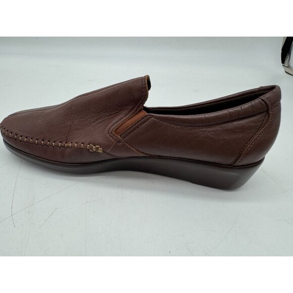 Sas Womens Dream On Slip On Loafers Size 9N Brown Wedge Workwear Leather Moccasi - Picture 10 of 15